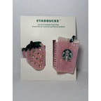 Starbucks Pink Strawberry & Cup Acetate Hair Claw Clips Set