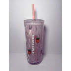 Starbucks Pink Vibes Strawberry Glass Cold Cup — 16oz