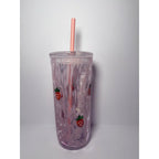 Starbucks Pink Vibes Strawberry Glass Cold Cup — 16oz