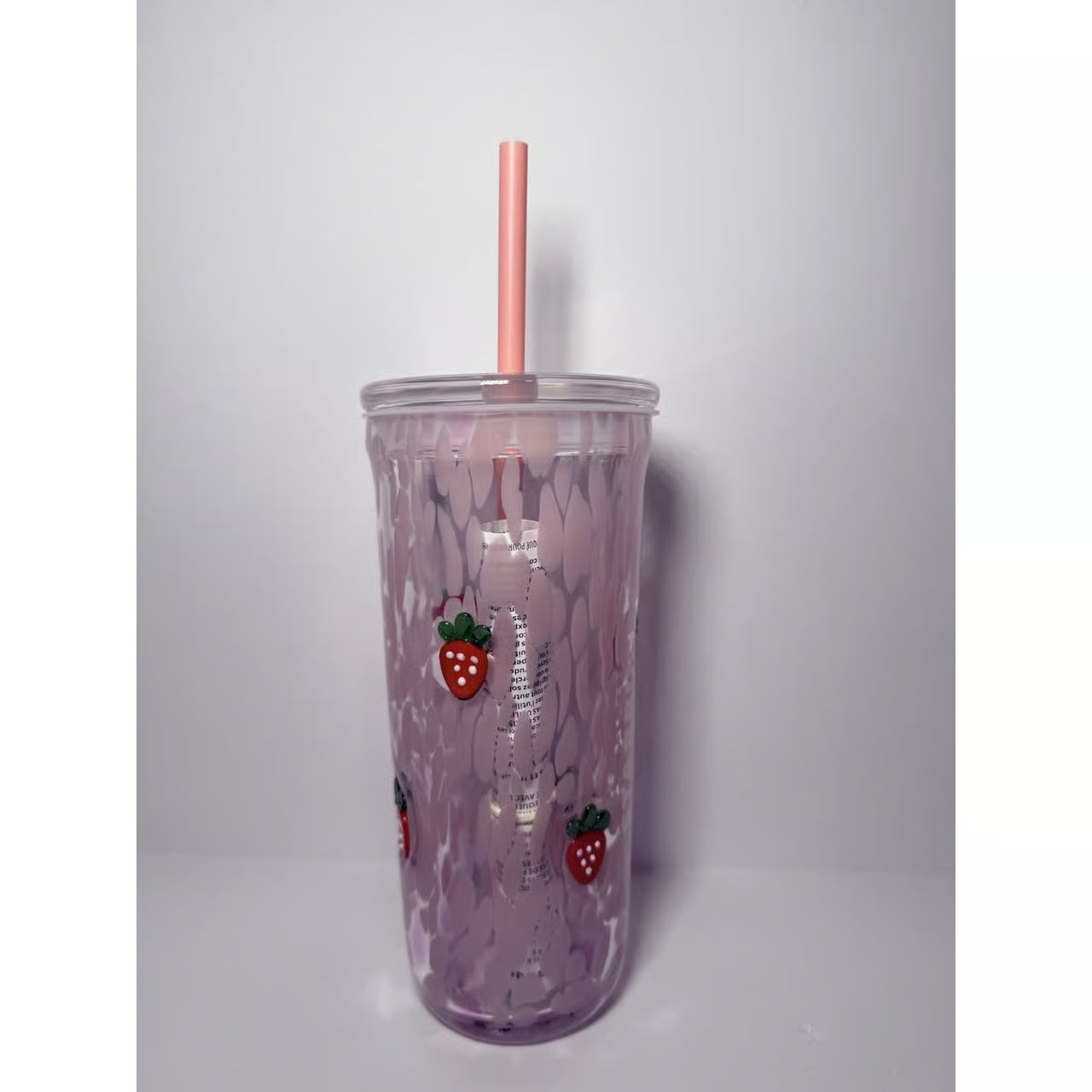 Starbucks Pink Vibes Pink Drink Strawberry Glass Cold Cup 16oz