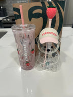 Starbucks 2026 Pink Collection Bearista Bear & Glass Cup Set
