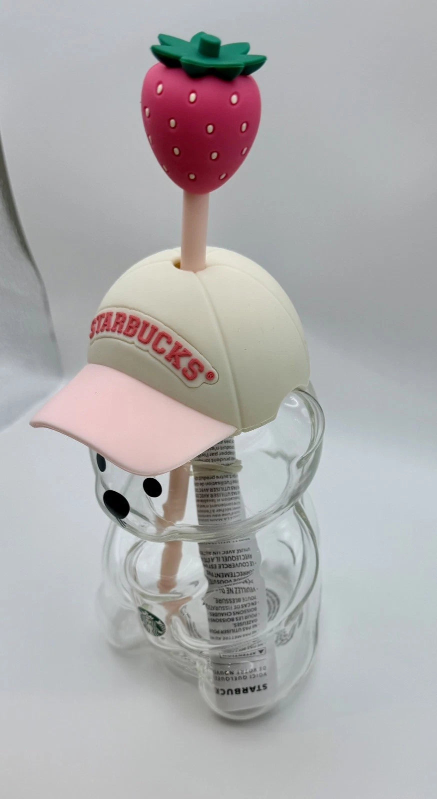 2026 Starbucks Pink Bearista Glass Cold Cup Strawberry Topper Baseball Cap USA