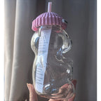 2026 Starbucks Bearista Pink Bear Glass Tumbler Cold Cup with Straw 20oz 591ml