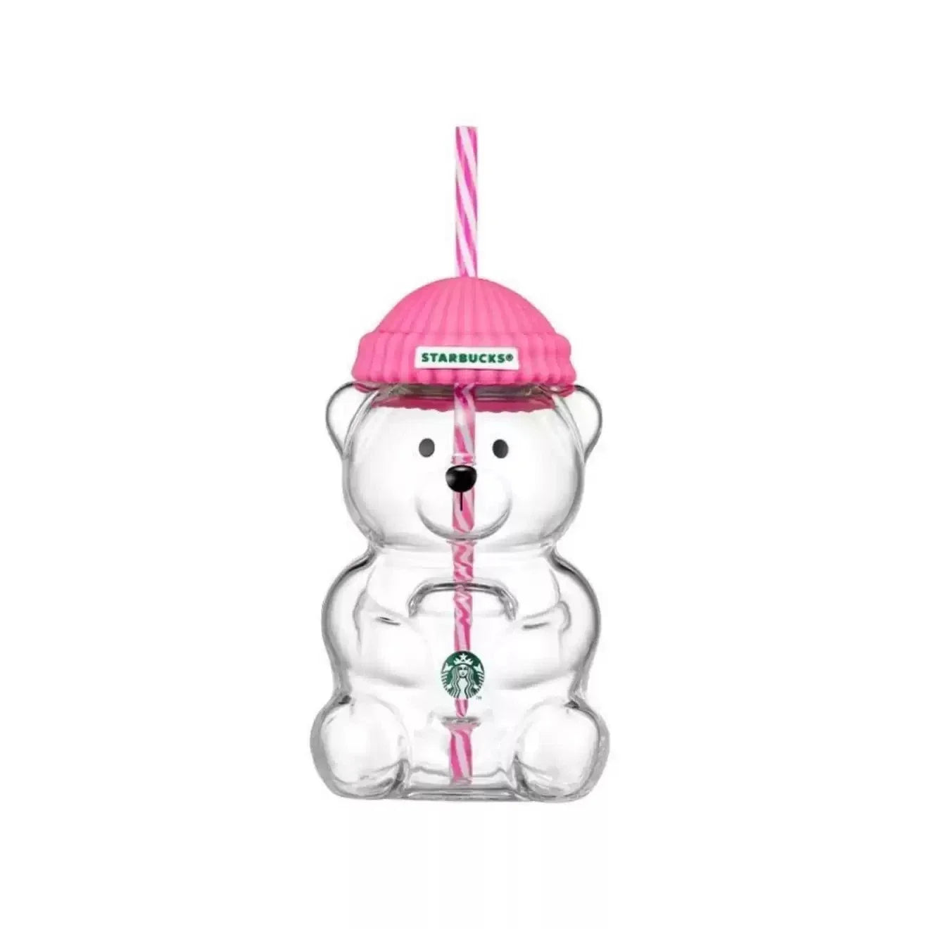 2026 Starbucks Bearista Pink Bear Glass Tumbler Cold Cup with Straw 20oz 591ml