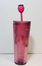 🍓NWT Starbucks 2026 Pink Drink Limited Edition Cold Cup w/ Strawberry Topper