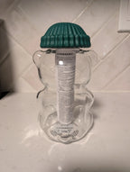 Starbucks Teddy Bear Bearista Barista Green Hat Glass Cold Cup 20oz USA Limited