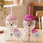 2026 Starbucks Bearista Pink Bear Glass Tumbler Cold Cup with Straw 20oz 591ml