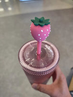 Starbucks 2026 Pink Strawberry Topper Cold Cup 24 Oz