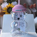 2026 Starbucks Bearista Pink Bear Glass Tumbler Cold Cup with Straw 20oz 591ml
