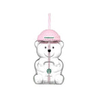 2026 Starbucks Bearista Pink Bear Glass Tumbler Cold Cup with Straw 20oz 591ml